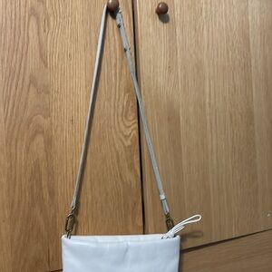 Madewell leather handbag. Bone color with Madewell carabiner strap attachments.